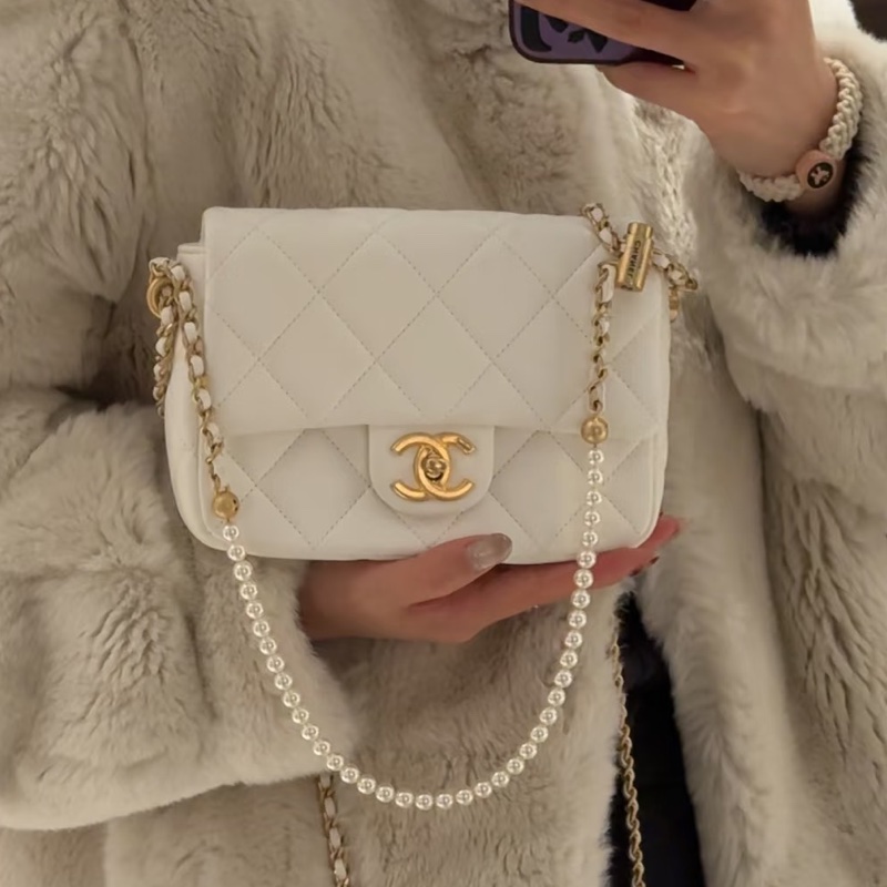 🎠CHANEL21 K珍珠調節鏈條方胖子香奈兒經典C F升級款-18