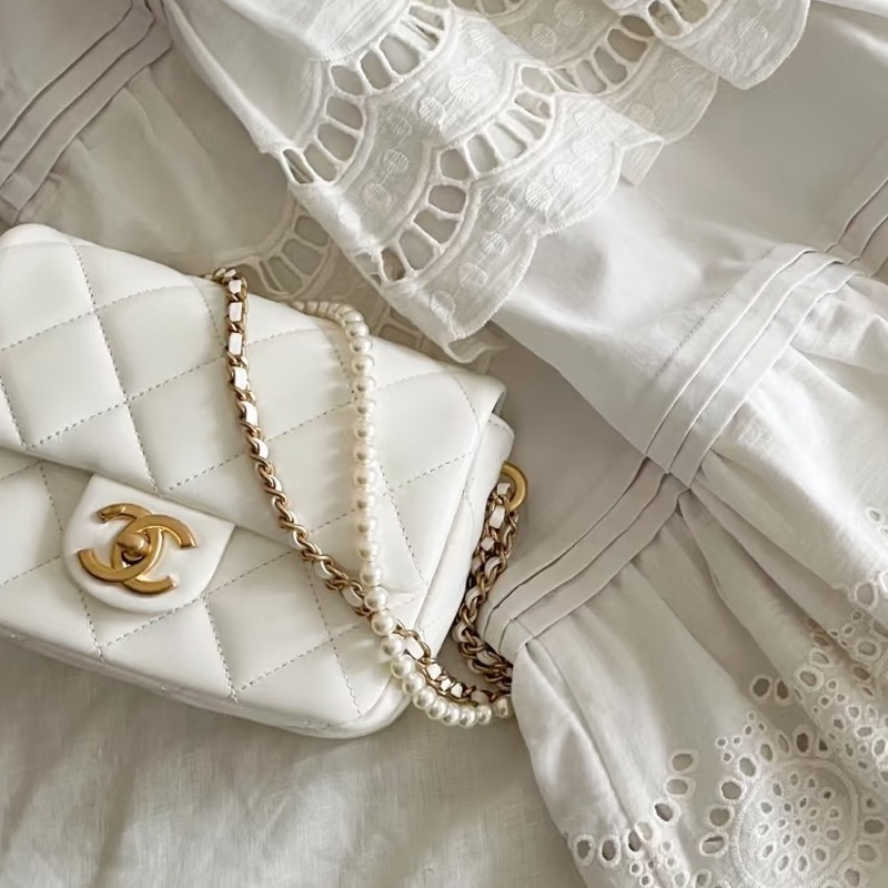 🎠CHANEL21 K珍珠調節鏈條方胖子香奈兒經典C F升級款-20