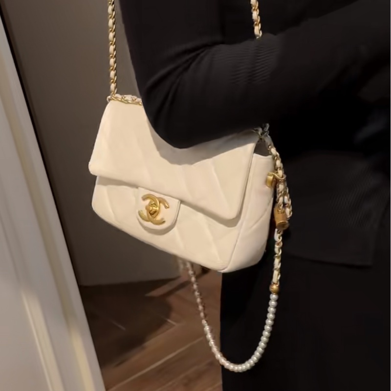 🎠CHANEL21 K珍珠調節鏈條方胖子香奈兒經典C F升級款-22