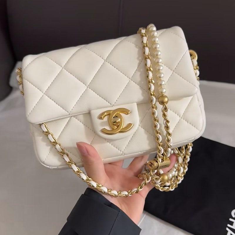 🎠CHANEL21 K珍珠調節鏈條方胖子香奈兒經典C F升級款-23