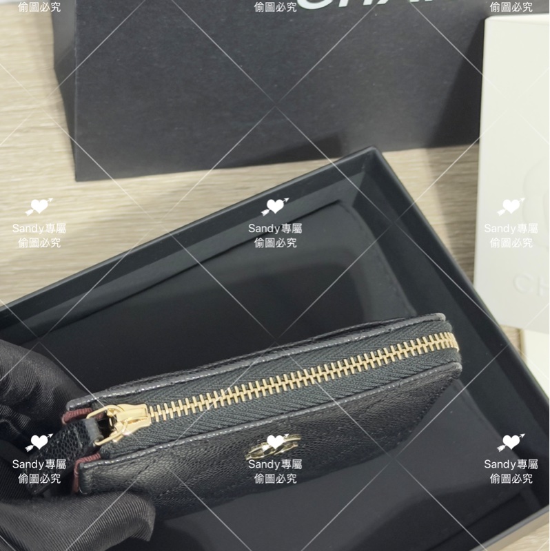 🖤CF爆款L型短夾 黑金荔枝 全新全配芯片款🖤-3