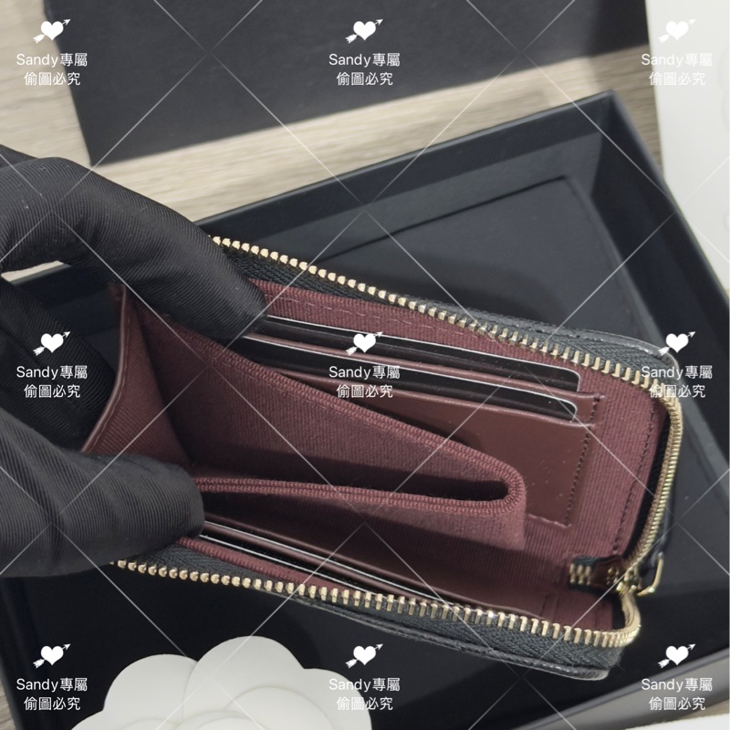 🖤CF爆款L型短夾 黑金荔枝 全新全配芯片款🖤-9