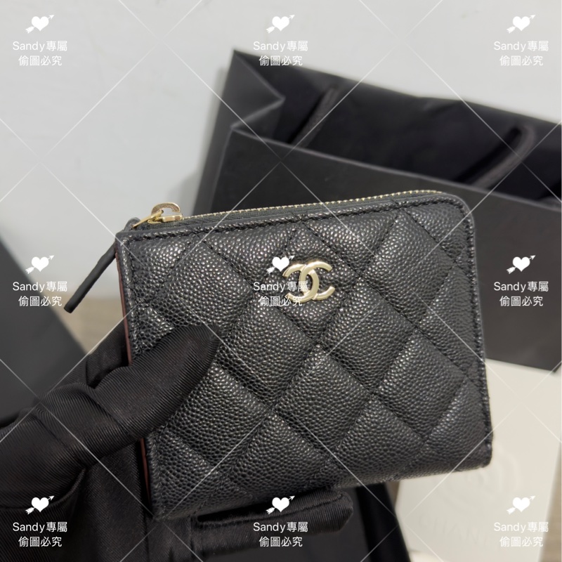 🖤CF爆款L型短夾 黑金荔枝 全新全配芯片款🖤-39