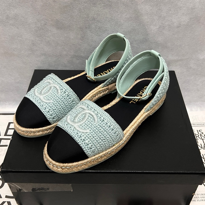 99新 香奈兒Chanel 藍色雙C大logo漁夫鞋 37碼 S印 有盒-0