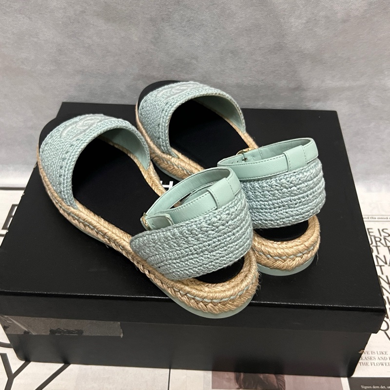 99新 香奈兒Chanel 藍色雙C大logo漁夫鞋 37碼 S印 有盒-2