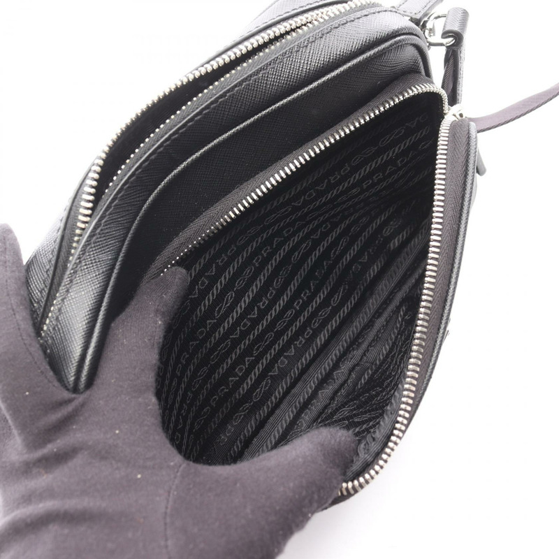 PRADA 男士肩斜背包 2VH170 Saffiano 皮革 黑色 二手-3