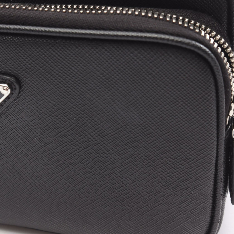 PRADA 男士肩斜背包 2VH170 Saffiano 皮革 黑色 二手-5