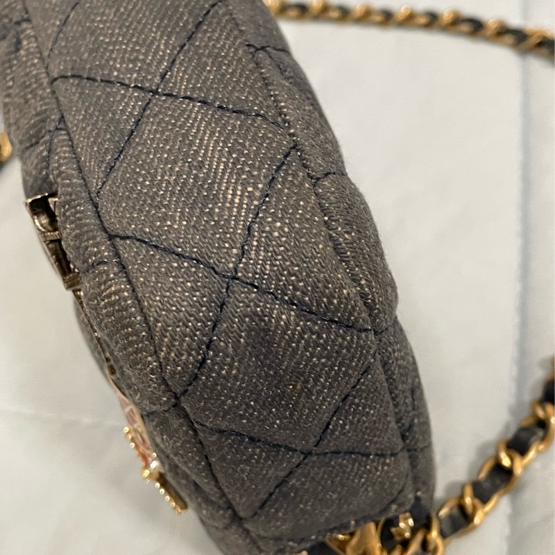 Chanel香奈兒2.55復古徽章牛仔牛皮金鏈包 手機包 長夾 皮夾-9