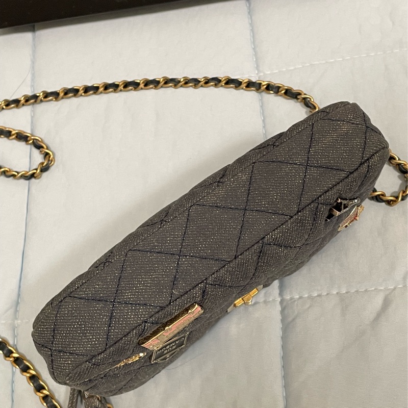Chanel香奈兒2.55復古徽章牛仔牛皮金鏈包 手機包 長夾 皮夾-6