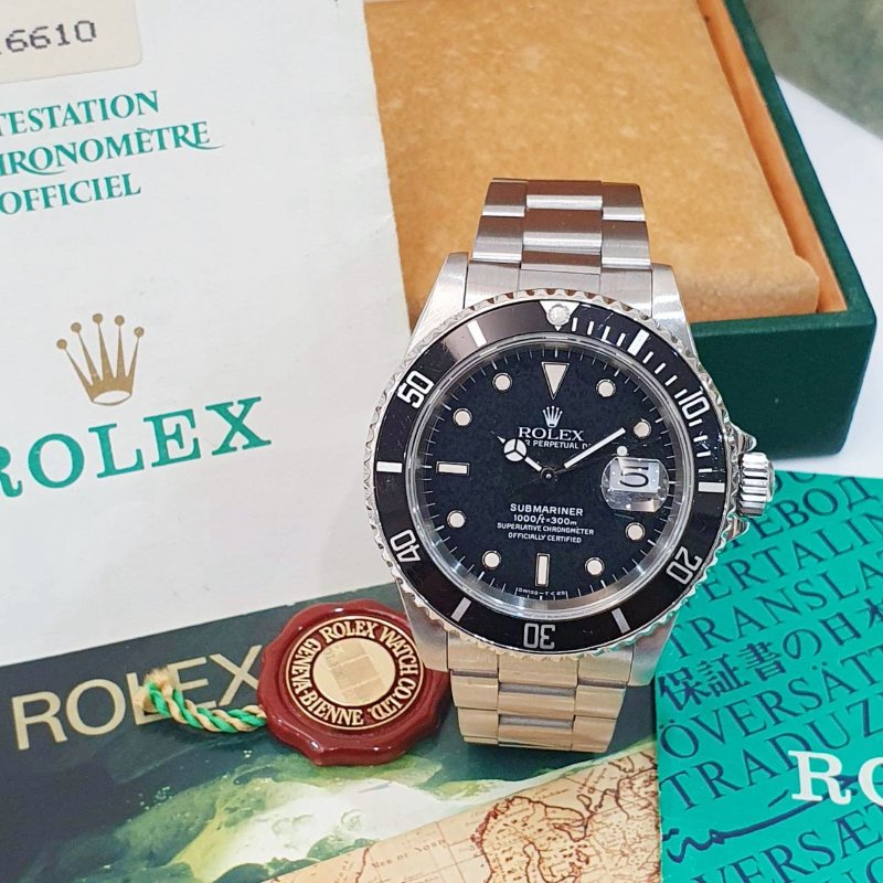 【大眾名錶】ROLEX勞力士 16610 Submariner 經典收藏品 鋁圈黑水鬼T25面盤 自然龜裂 珍珠網狀面盤 大眾名錶B1283-1