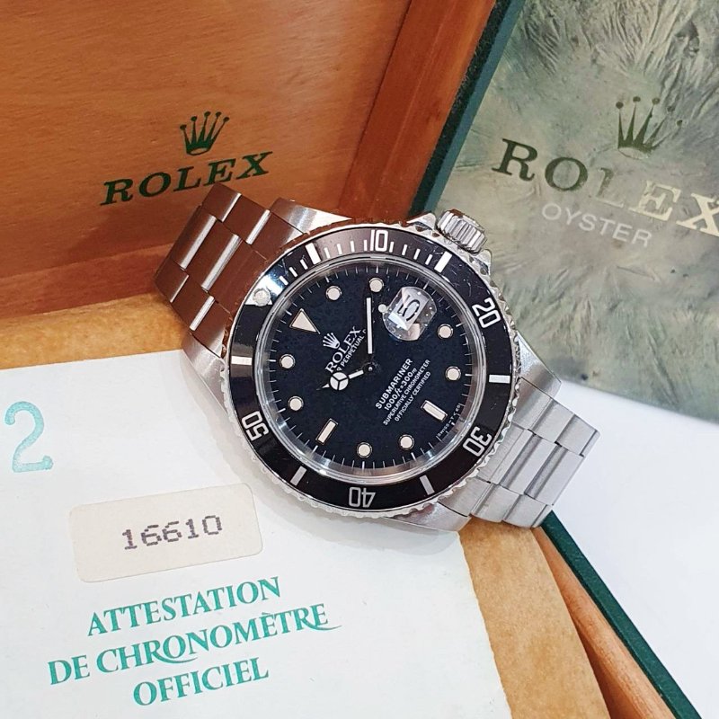 【大眾名錶】ROLEX勞力士 16610 Submariner 經典收藏品 鋁圈黑水鬼T25面盤 自然龜裂 珍珠網狀面盤 大眾名錶B1283-2
