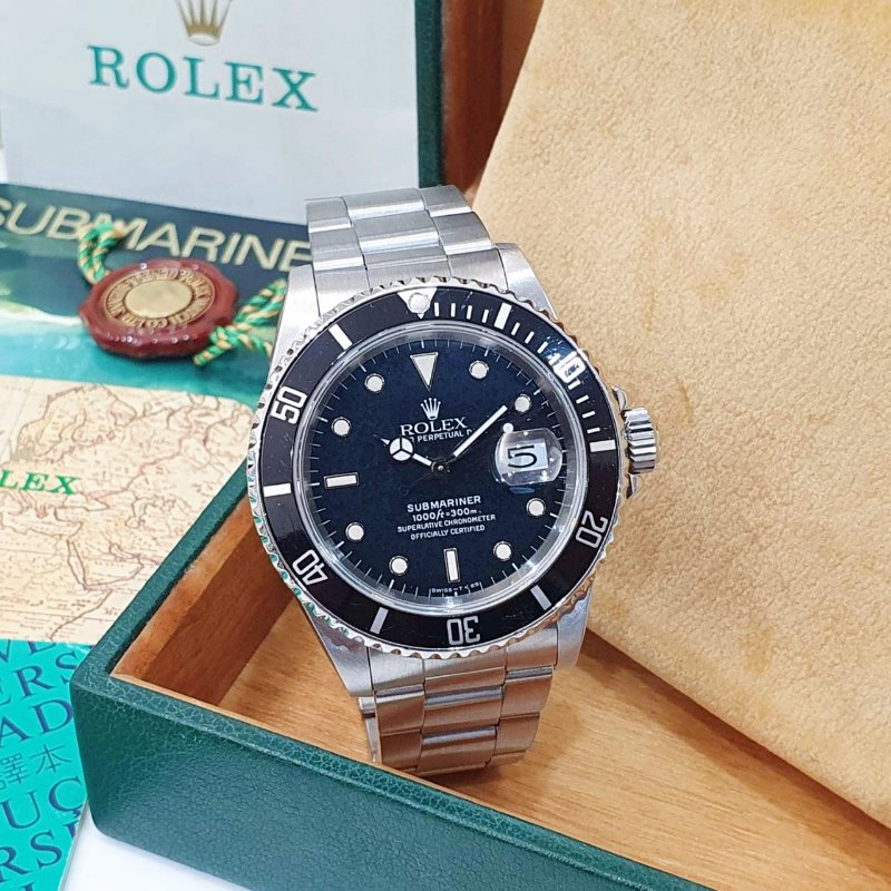 【大眾名錶】ROLEX勞力士 16610 Submariner 經典收藏品 鋁圈黑水鬼T25面盤 自然龜裂 珍珠網狀面盤 大眾名錶B1283-3