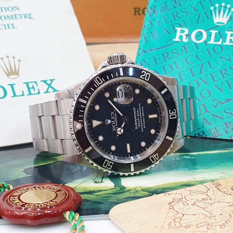 【大眾名錶】ROLEX勞力士 16610 Submariner 經典收藏品 鋁圈黑水鬼T25面盤 自然龜裂 珍珠網狀面盤 大眾名錶B1283-4
