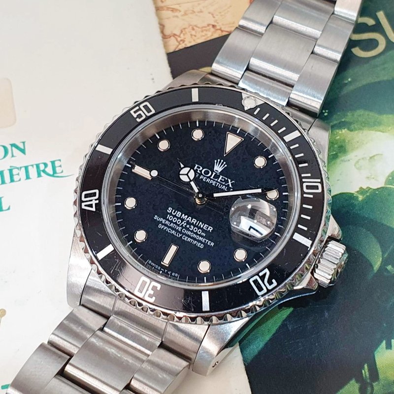 【大眾名錶】ROLEX勞力士 16610 Submariner 經典收藏品 鋁圈黑水鬼T25面盤 自然龜裂 珍珠網狀面盤 大眾名錶B1283-5