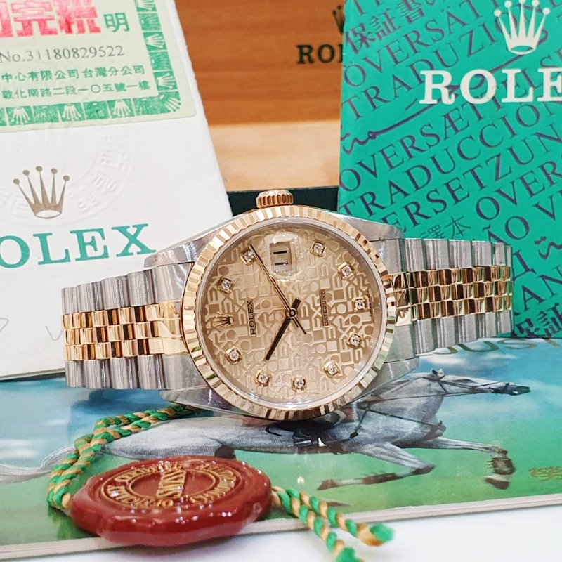 【大眾名錶】ROLEX勞力士 16233 Datejust 蠔式18K半金 新包台十鑽紀念面盤 原廠帶未整理 底蓋原廠貼紙 大眾名錶B1284-4