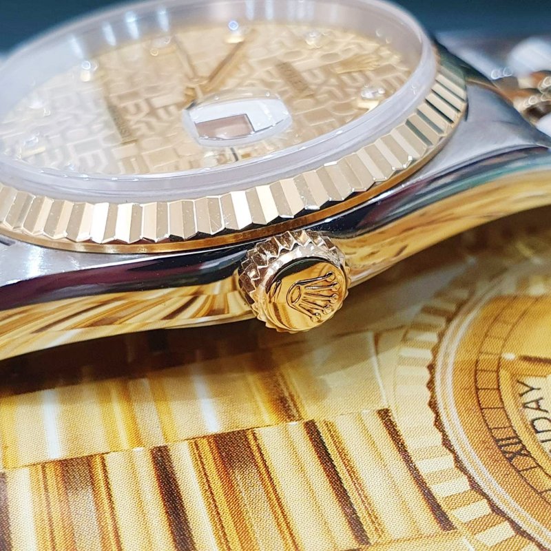 【大眾名錶】ROLEX勞力士 16233 Datejust 蠔式18K半金 新包台十鑽紀念面盤 原廠帶未整理 底蓋原廠貼紙 大眾名錶B1284-6