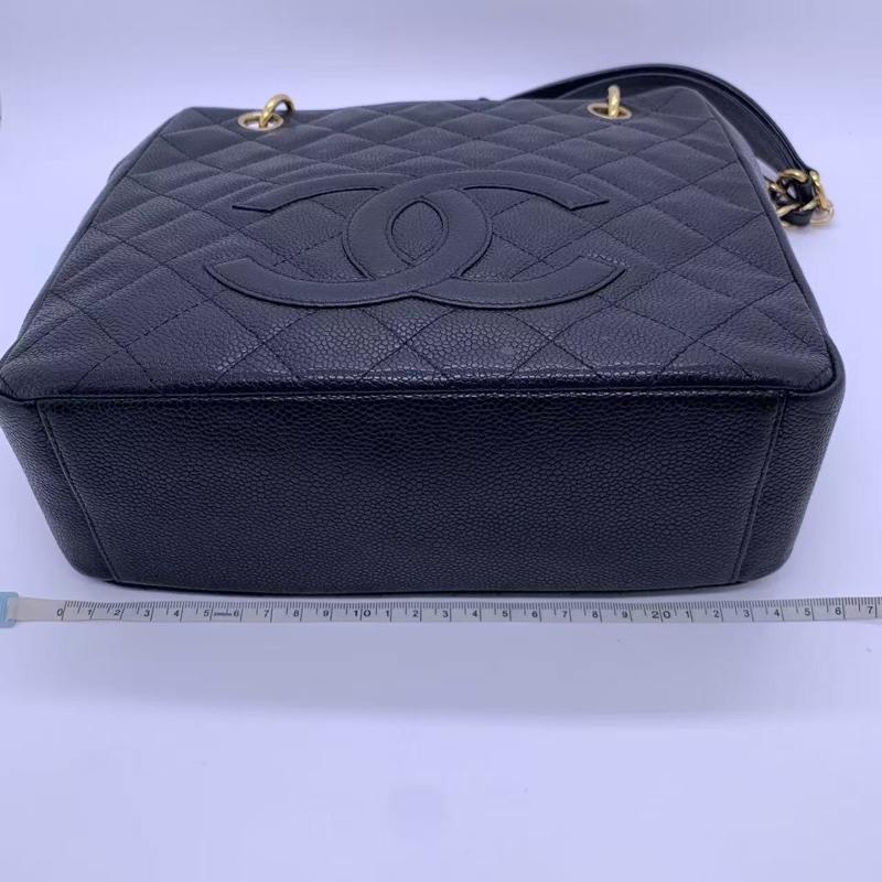 二手Chanel香奈兒pst黑金購物袋，鐳射11開，邊角輕微磨損，成色如圖-10