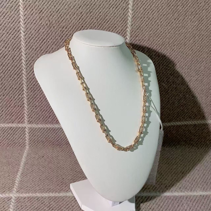 Tiffany 蒂芙尼 HardWear小號鏈環項鍊18k玫瑰金 鏈長45cm-1