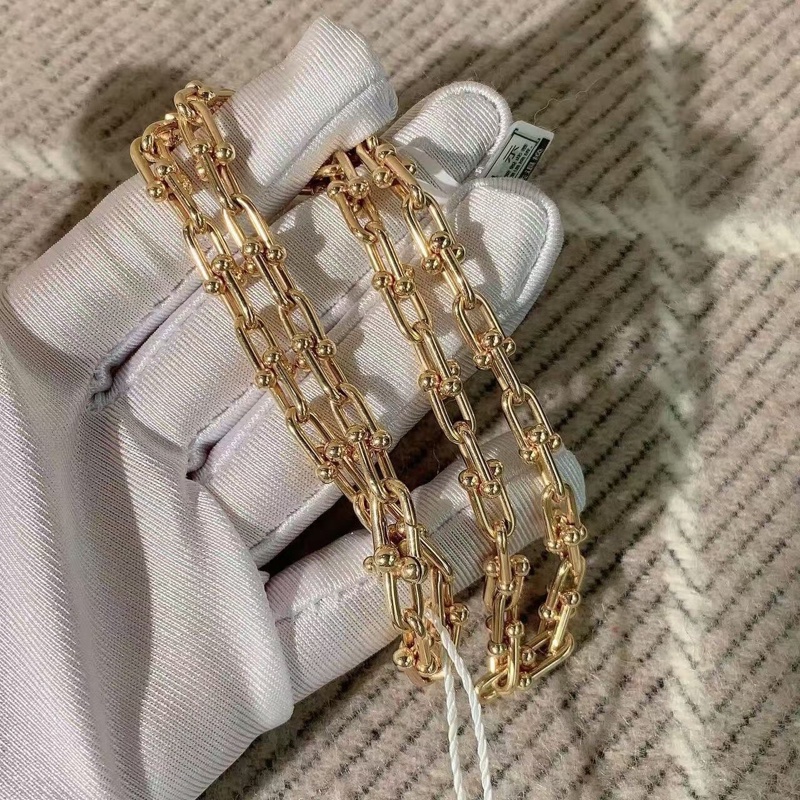Tiffany 蒂芙尼 HardWear小號鏈環項鍊18k玫瑰金 鏈長45cm-3
