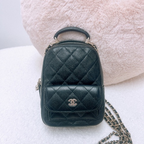 Chanel 黑金牛皮 迷你雙肩包/小背包