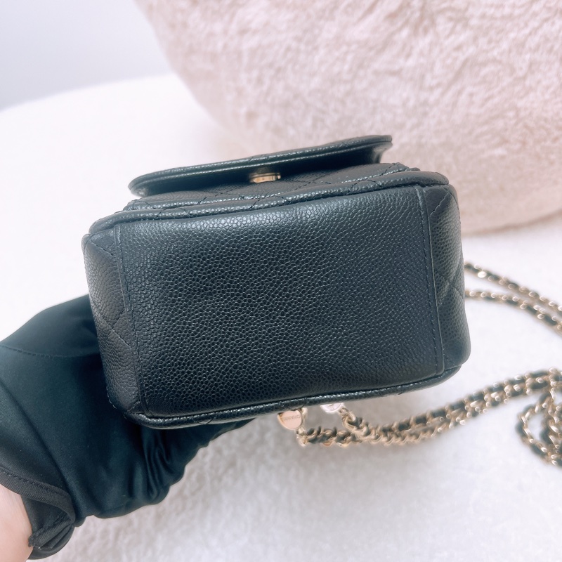 Chanel 黑金牛皮 迷你雙肩包/小背包-3