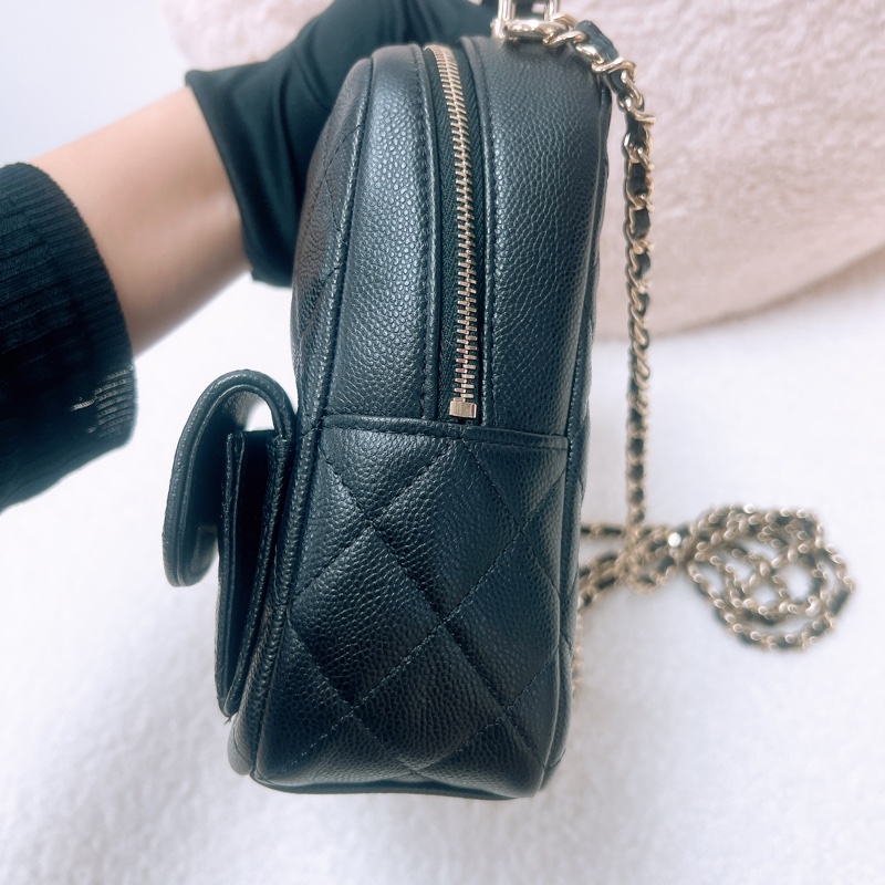 Chanel 黑金牛皮 迷你雙肩包/小背包-5