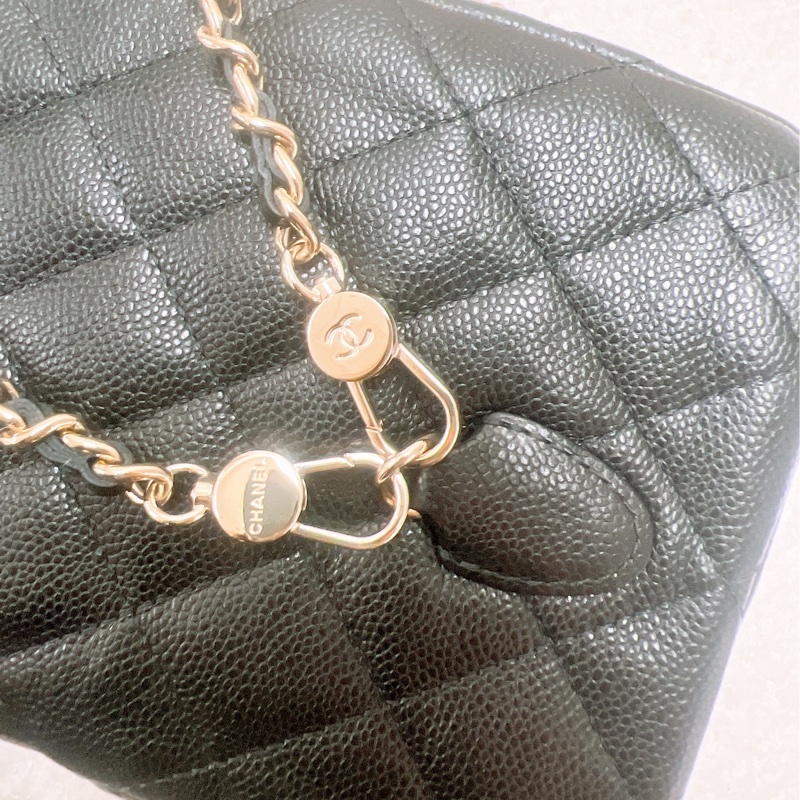 Chanel 黑金牛皮 迷你雙肩包/小背包-9