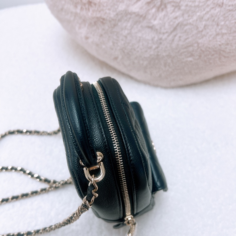 Chanel 黑金牛皮 迷你雙肩包/小背包-10