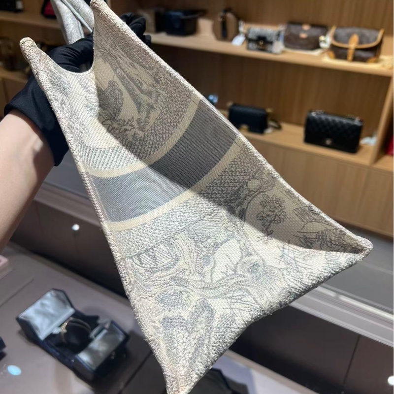 Dior tote中號岩石灰動物園購物袋，配件塵袋身份卡-10