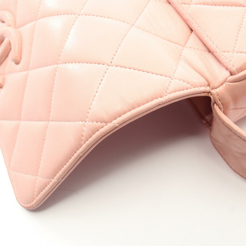 香奈兒 (CHANEL) Matelasse 單肩斜背包，羊皮材質，粉紅色，金色五金，二手 CC-10