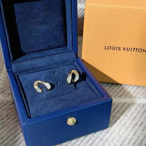 Lv Cuban chain鑽石耳環18k黃金 耳釘 耳飾