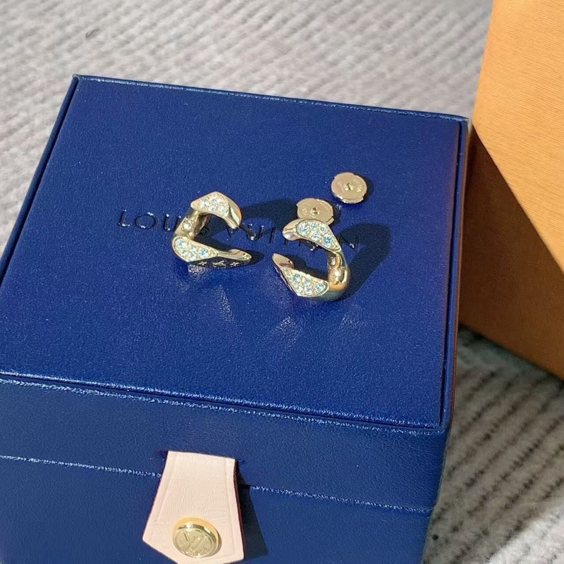 Lv Cuban chain鑽石耳環18k黃金 耳釘 耳飾-2
