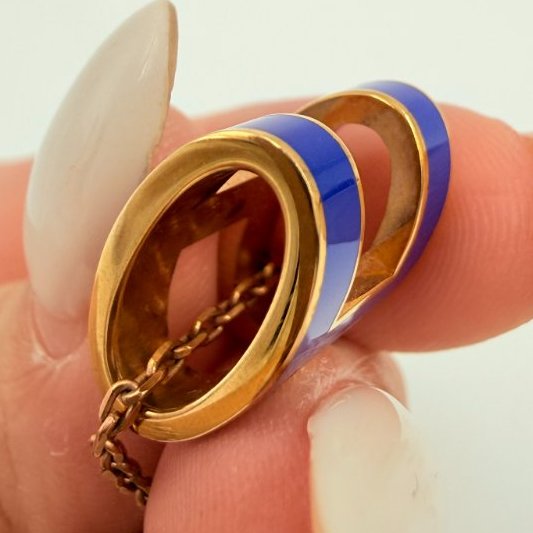 HERMES-深藍色琺瑯金邊POP H 項鍊-9