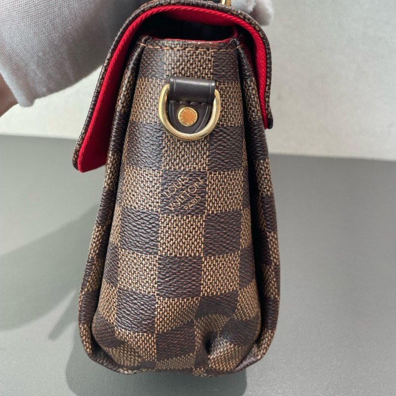 芯片款 路易威登/Louis Vuitton CROISETTE 棕棋盤格流蘇郵差包-2