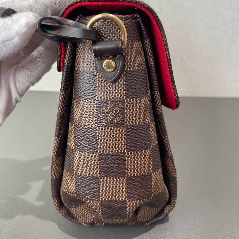 芯片款 路易威登/Louis Vuitton CROISETTE 棕棋盤格流蘇郵差包-3