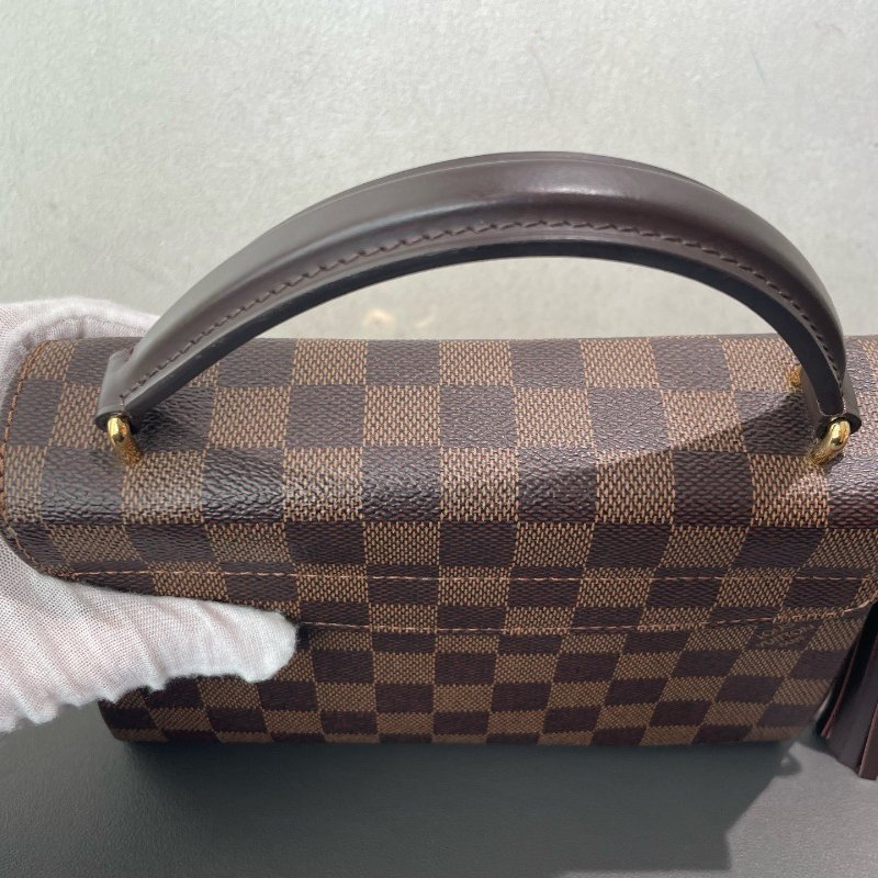 芯片款 路易威登/Louis Vuitton CROISETTE 棕棋盤格流蘇郵差包-4