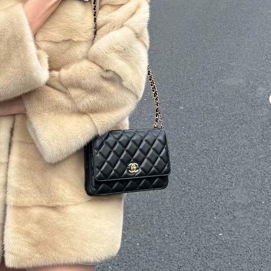 經典搶手❤️‍🔥Chanel香奈兒黑金金球調解扣Woc鏈條包單肩斜挎包-1