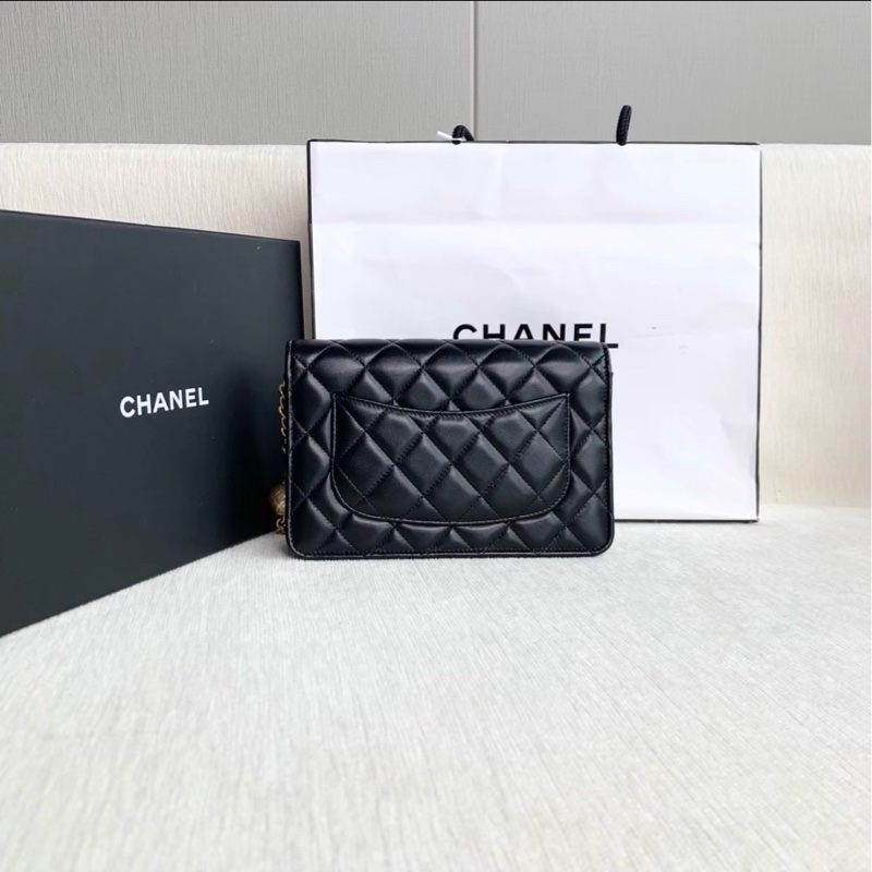 經典搶手❤️‍🔥Chanel香奈兒黑金金球調解扣Woc鏈條包單肩斜挎包-8