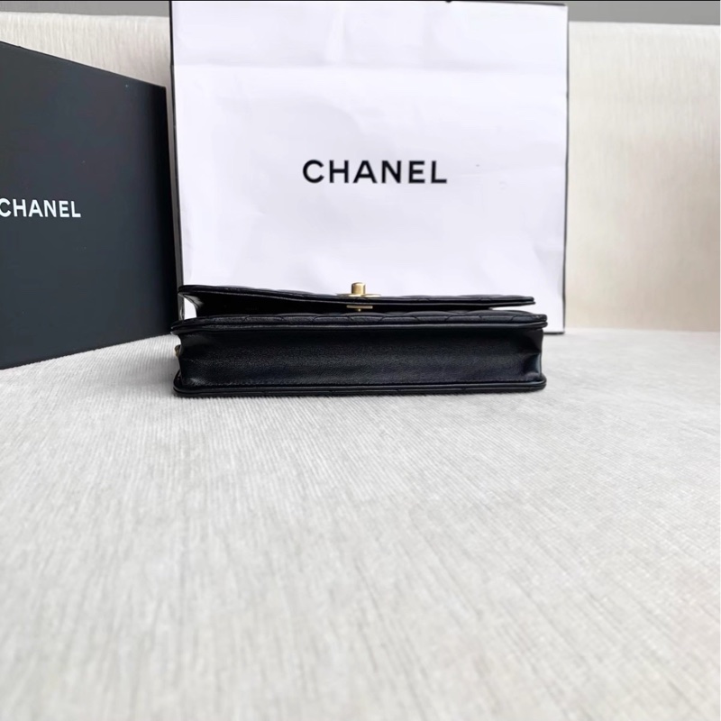 經典搶手❤️‍🔥Chanel香奈兒黑金金球調解扣Woc鏈條包單肩斜挎包-10