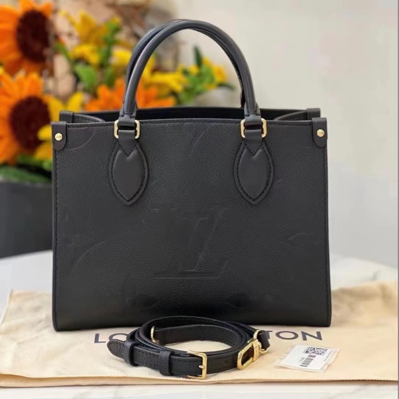 全新❤帶票 Lv 黑色全皮onthego小號-0