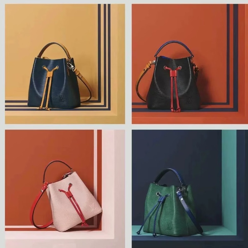 Louis Vuitton 質感上線99新NEW路易威登拼色水波紋水桶BB 手提斜挎單肩包-17