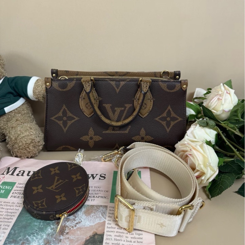 全新🧡帶票 Lv 老花橫版onthego-0