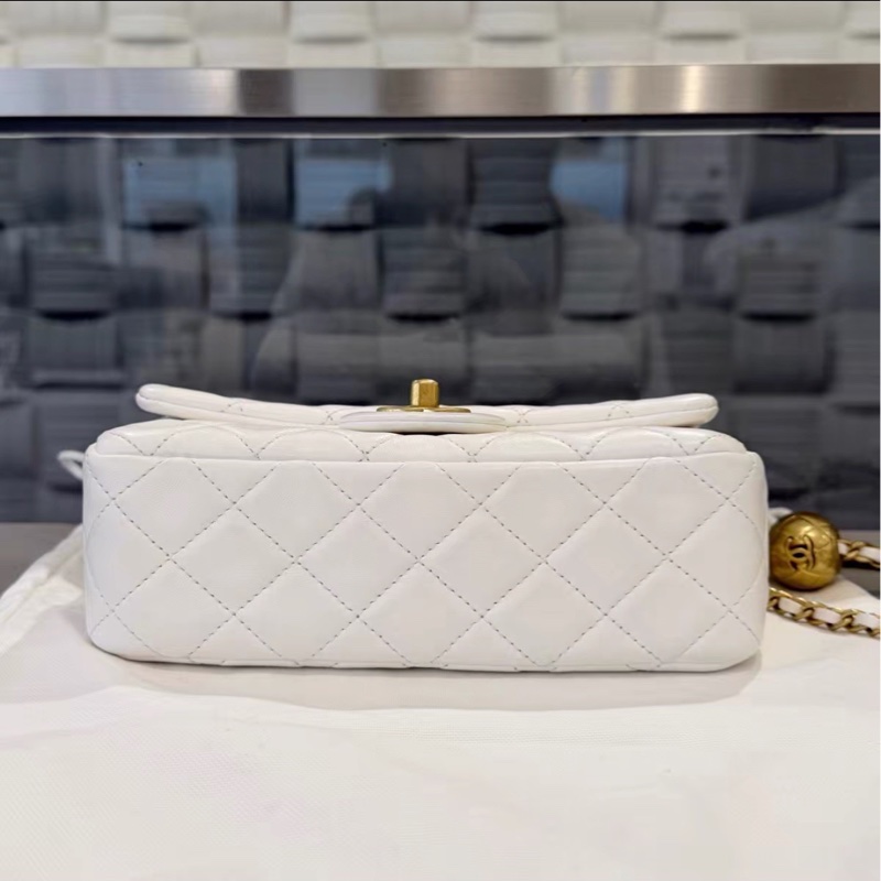 美哭🥹白雪公主風😍Chanel香奈兒白金金球調解扣cf大mini單肩斜挎包-12