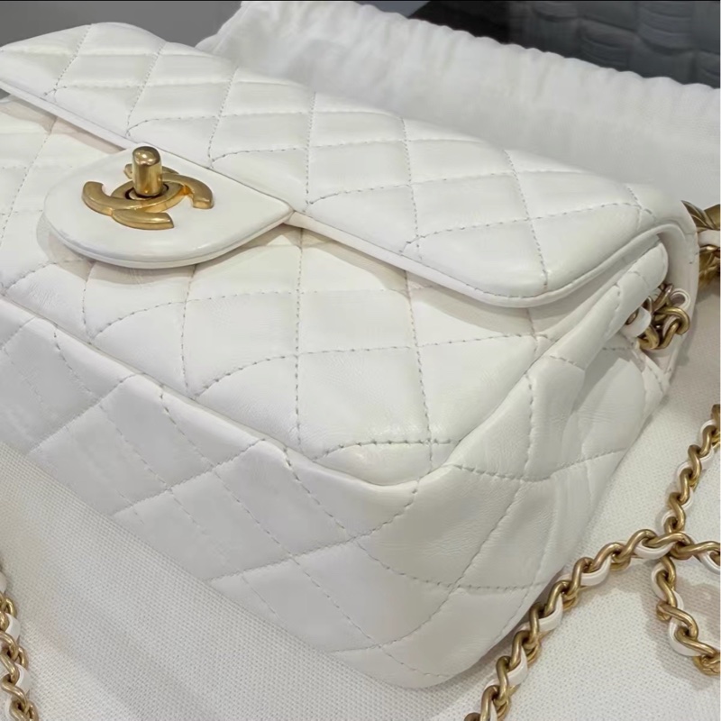 美哭🥹白雪公主風😍Chanel香奈兒白金金球調解扣cf大mini單肩斜挎包-14