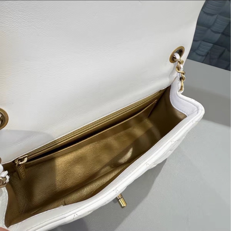 美哭🥹白雪公主風😍Chanel香奈兒白金金球調解扣cf大mini單肩斜挎包-15