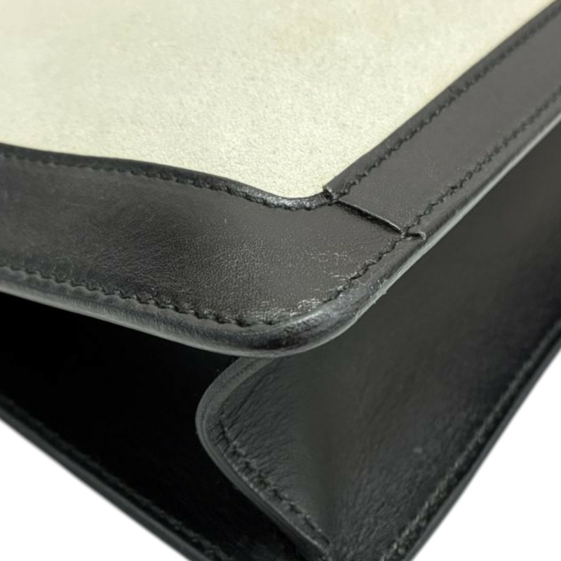 白/黑色 麂皮 牛皮 手提包【GUCCI 古馳】 001 4106-10