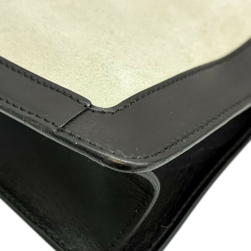 白/黑色 麂皮 牛皮 手提包【GUCCI 古馳】 001 4106-11