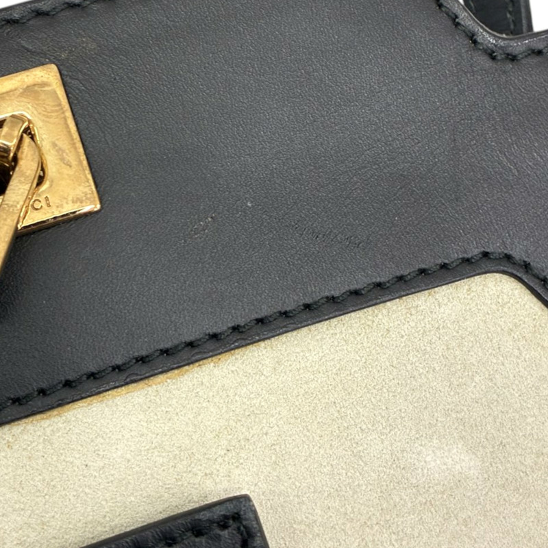 白/黑色 麂皮 牛皮 手提包【GUCCI 古馳】 001 4106-15