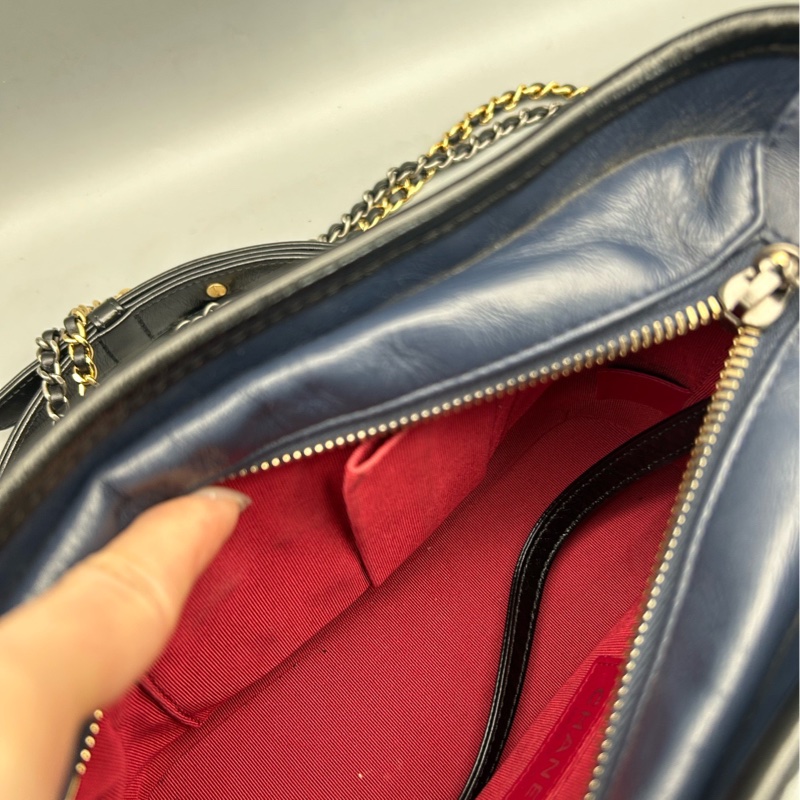 Chanel香奈兒流浪包小號 藍黑拼色 經典菱格紋牛皮  98新 尺寸20×8×16cm 26開-7