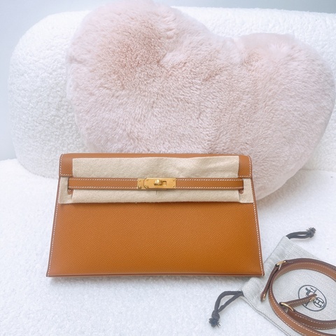 近新 Hermes kelly elan 金棕金釦 K
